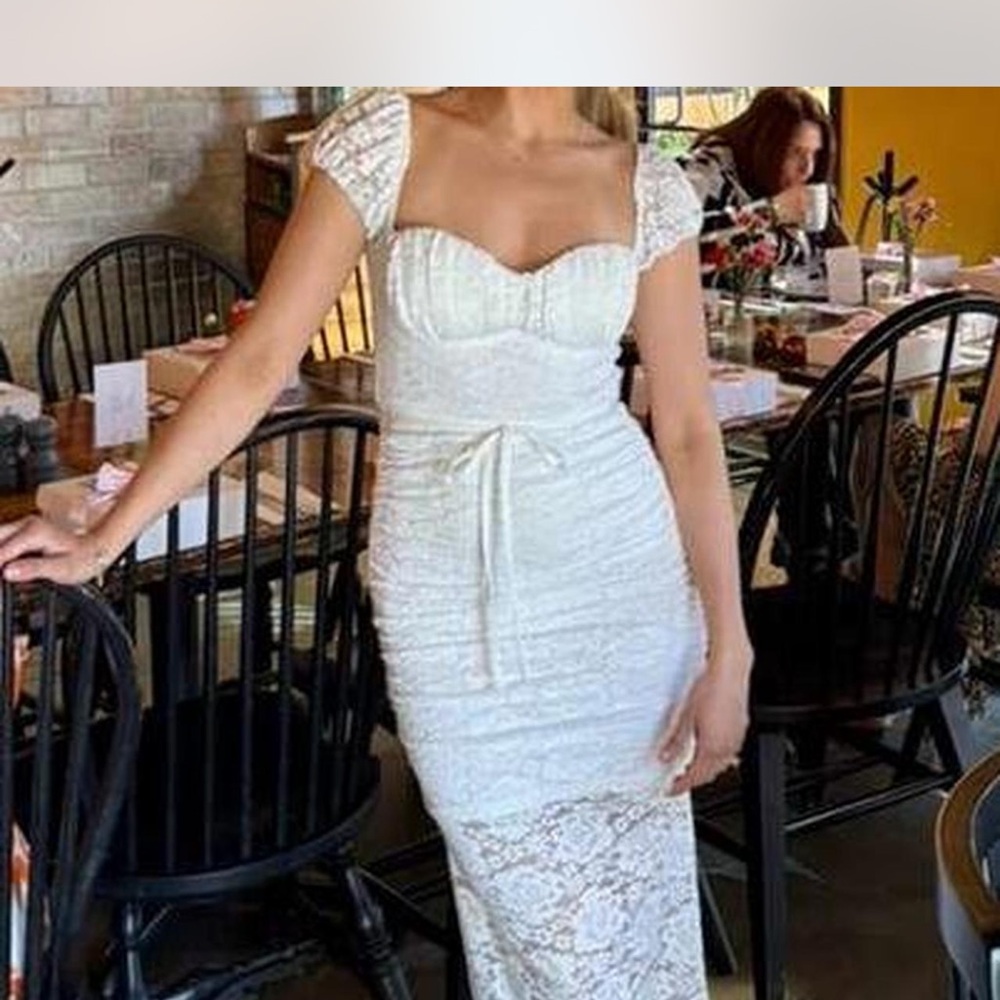 Angel Biba Ivory Lace Cap Sleeve Dress